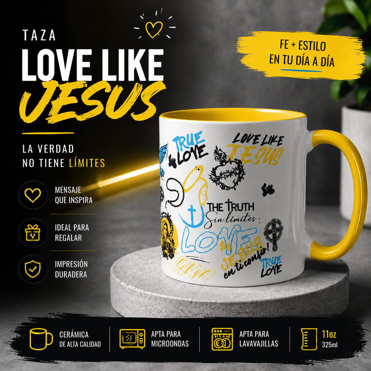Taza Love Like Jesus Amarilla 💛